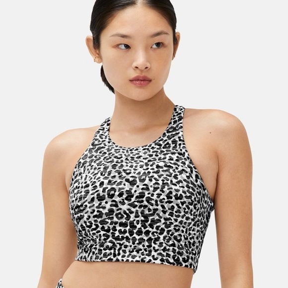 Outdoor Voices Move Free Crop Top Black White Leopard size S - Picture 2 of 6
